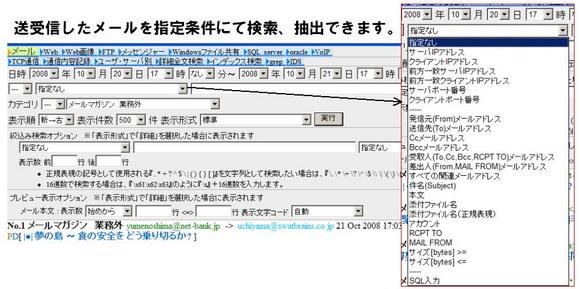 メール検索条件：パケットブラックホール